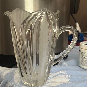 Vintage Avitra Leaded crystal  heavy Tulip Glass  pitcher 8 “